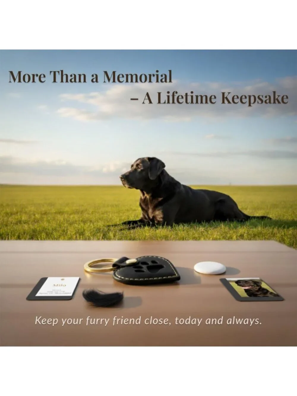 Pet Fur Keepsake Keychain - Memory Charm for Dog & Cat Lovers, Pet Memorial Gift